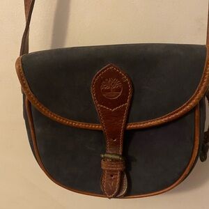 Timberland Black and Tan Leather Shoulder Bag